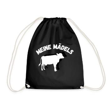 meine Mädels, Kühe Stall - Turnbeutel - Schwarz - Vorne
