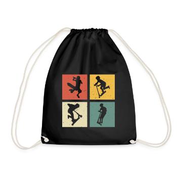 Scooter retro scooter scooter - Drawstring Bag - black - Front