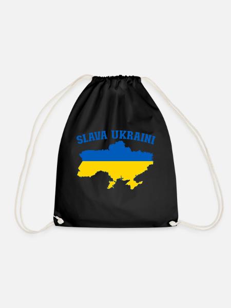 Ukraine Slava Ukraine Flagge - Turnbeutel - Schwarz