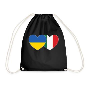Ukraine Italy Heart Flag - Drawstring Bag - black - Front
