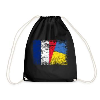 Drapeau Ukraine France Soutien Soutenir l'Ukraine - Sac de sport léger - noir - Devant