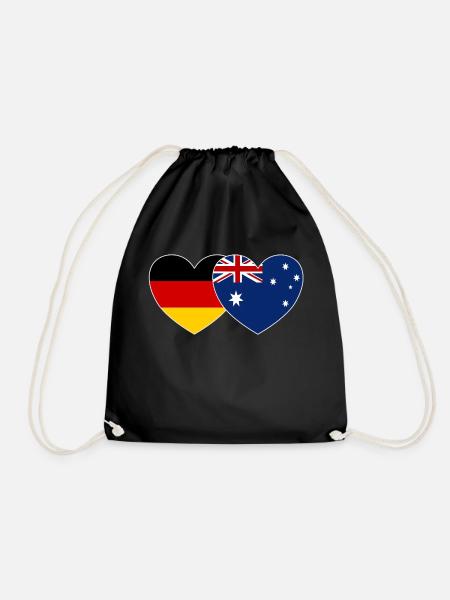 Deutschland Australien Flagge Herz - Turnbeutel - Schwarz