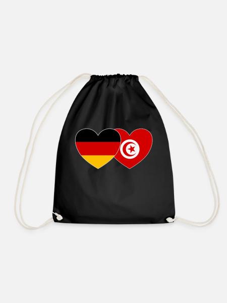 Deutschland Tunesien Flagge Herz - Turnbeutel - Schwarz