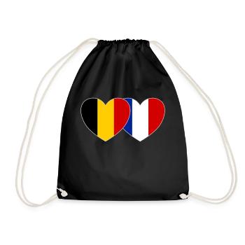 Belgique France Flag Coeur - Sac de sport léger - noir - Devant