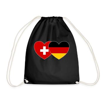 Suisse Allemagne Drapeau Cœur - Sac de sport léger - noir - Devant