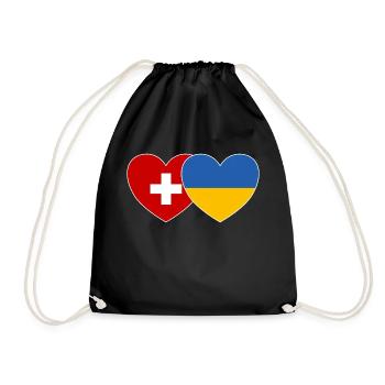 Ukraine Suisse Flag Heart - Sac de sport léger - noir - Devant