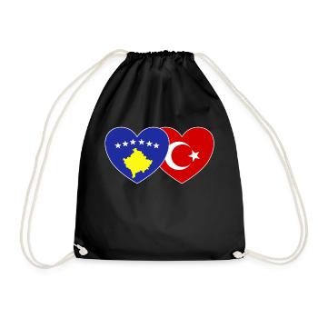 Kosovo Türkei Flagge Herz - Turnbeutel - Schwarz - Vorne