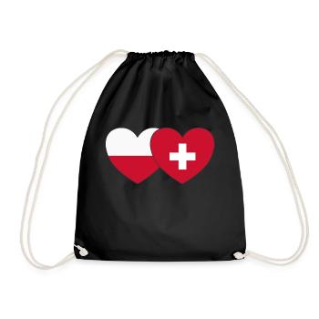Pologne Suisse Drapeau Cœur - Sac de sport léger - noir - Devant