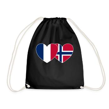France Norvège Drapeau Cœur - Sac de sport léger - noir - Devant