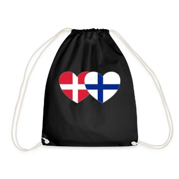 Danemark Finlande Flag Heart - Sac de sport léger - noir - Devant