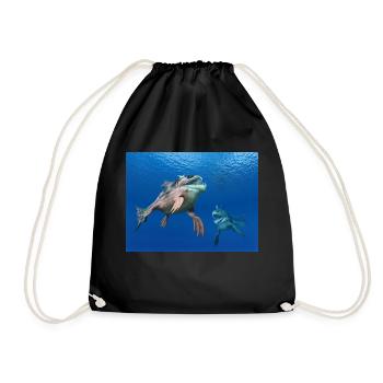 Monstrous fish - Drawstring Bag - black - Front
