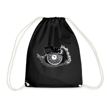 Large eye transverse white - Drawstring Bag - black - Front