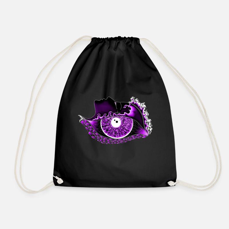 Big eye purple, eye, realistic - Drawstring Bag - black