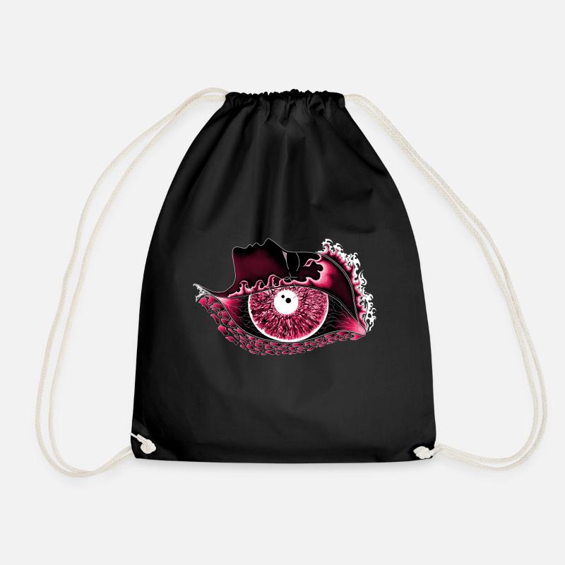 Big eye red, eye, realistic - Drawstring Bag - black