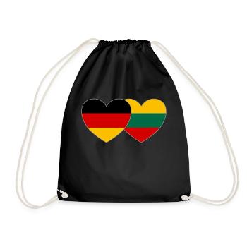 Allemagne Lituanie Drapeau Cœur - Sac de sport léger - noir - Devant