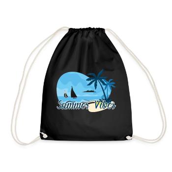 Summer Palm Trees Beach Sea Holiday - Drawstring Bag - black - Front