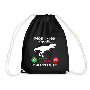 Cadeau humour enfant garçon mon T-rex m'appelle - Sac de sport léger - noir - Devant