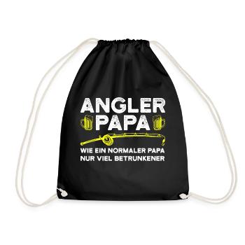 Angler Papa Fischer Geschenk - Turnbeutel - Schwarz - Vorne