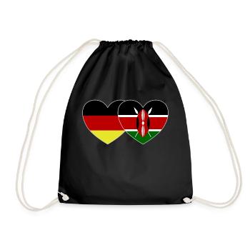 Germany Kenya Flag Heart - Drawstring Bag - black - Front