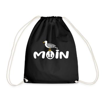 Moin Möwe - Turnbeutel - Schwarz - Vorne