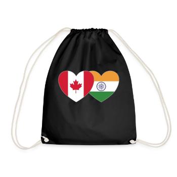 Canada India Flag Heart - Drawstring Bag - black - Front