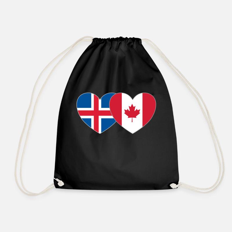 Island Kanada Flagge Herz - Turnbeutel - Schwarz