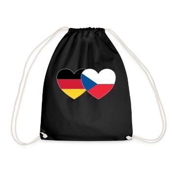 Deutschland Tschechien Flagge Herz - Turnbeutel - Schwarz - Vorne