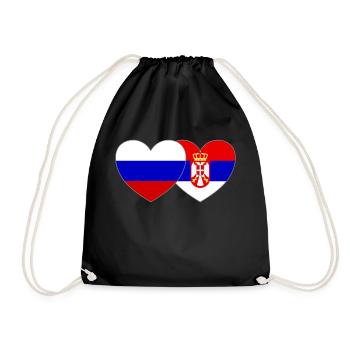 Russland Serbien Flagge Herz - Turnbeutel - Schwarz - Vorne