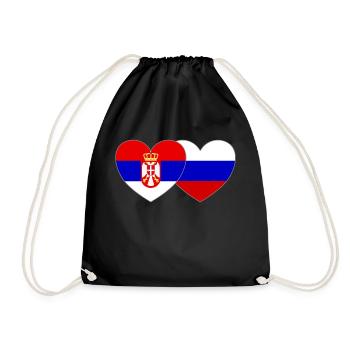 Serbien Russland Flagge Herz - Turnbeutel - Schwarz - Vorne