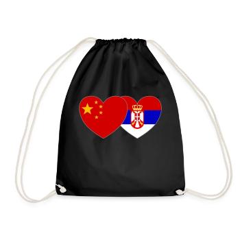 Chine Serbie Drapeau Cœur - Sac de sport léger - noir - Devant