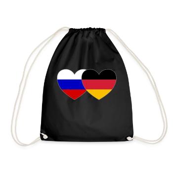 Russland Deutschland Flagge Herz - Turnbeutel - Schwarz - Vorne
