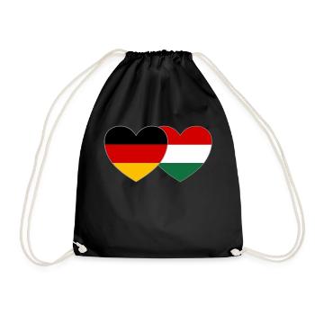 Deutschland Ungarn Flagge Herz - Turnbeutel - Schwarz - Vorne