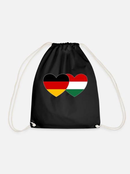 Deutschland Ungarn Flagge Herz - Turnbeutel - Schwarz