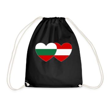 Bulgaria Austria Flag Heart - Drawstring Bag - black - Front