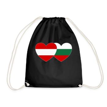 Österreich Bulgarien Flagge Herz - Turnbeutel - Schwarz - Vorne