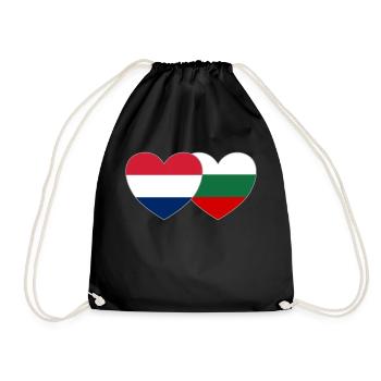 Holland Bulgaria Flag Heart - Drawstring Bag - black - Front