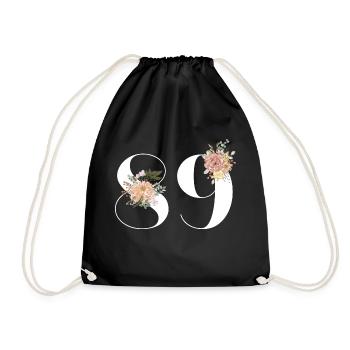 Blumen zum 89-jährigen Jubiläum (Geschenk von 89 Jahren) - Turnbeutel - Schwarz - Vorne