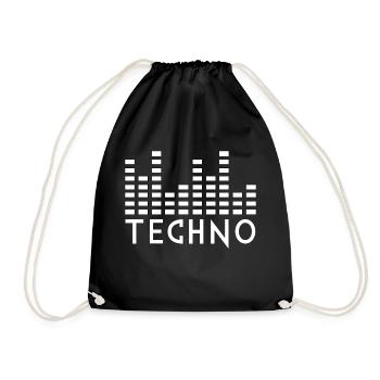 techno music - Drawstring Bag - black - Front