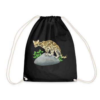 small ocelot - Drawstring Bag - black - Front
