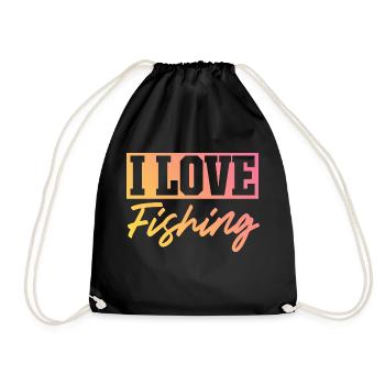 I love fishing - Drawstring Bag - black - Front