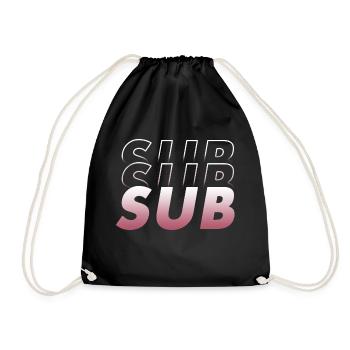 Sub! submissive design gradient bright wine red - Drawstring Bag - black - Front