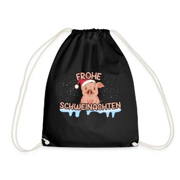 Weihnachten Geschenke Schwein Design - Turnbeutel - Schwarz - Vorne