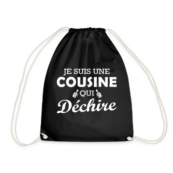 cousine qui déchire / humour cousine - Sac de sport léger - noir - Devant