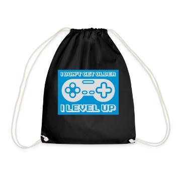 get older level up - Drawstring Bag - black - Front