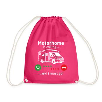 Motorhome is calling and i must go - Drawstring Bag - fuchsia - Front