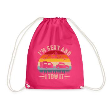 i'm sexy and i tow it camping t-shirt caravan - Drawstring Bag - fuchsia - Front