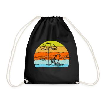 Vintage Sommer Strand Sonnenuntergang - Turnbeutel - Schwarz - Vorne