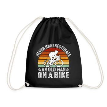 Never underestimate an old man on a bike - Drawstring Bag - black - Front