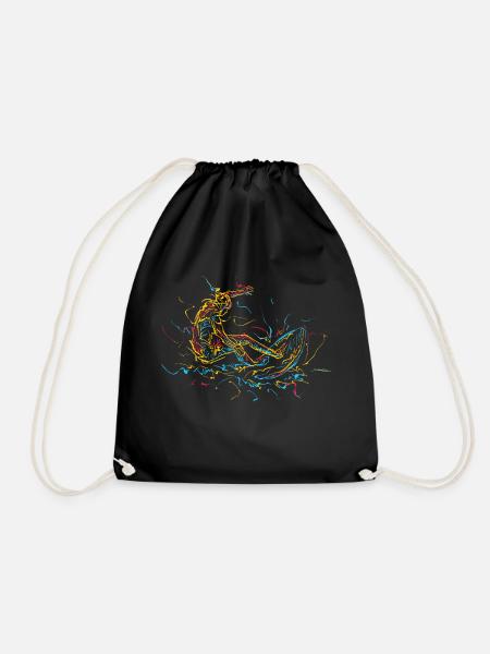 Surfer Surfen Wellenreiten Geschenk - Turnbeutel - Schwarz