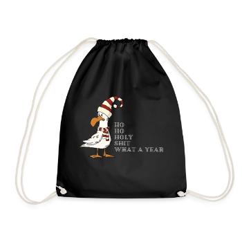 Christmas Gift Seagull - Drawstring Bag - black - Front